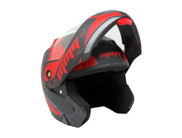 ModCycles - Open Face MMG Helmet. Model Crux. Flip Color: Matte Black/Red. *DOT APPROVED*