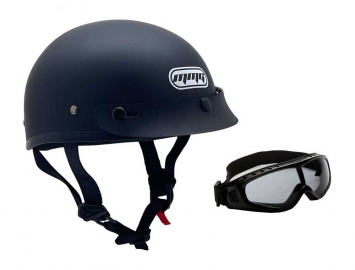 ModCycles - Shorty MMG Helmet. Model Beanie. Color: Matte Black. *DOT APPROVED* *Free goggles included*