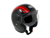 ModCycles - Open Face MMG Helmet. Model Jet Visor. Color: Shiny Black/Red.*DOT APPROVED*